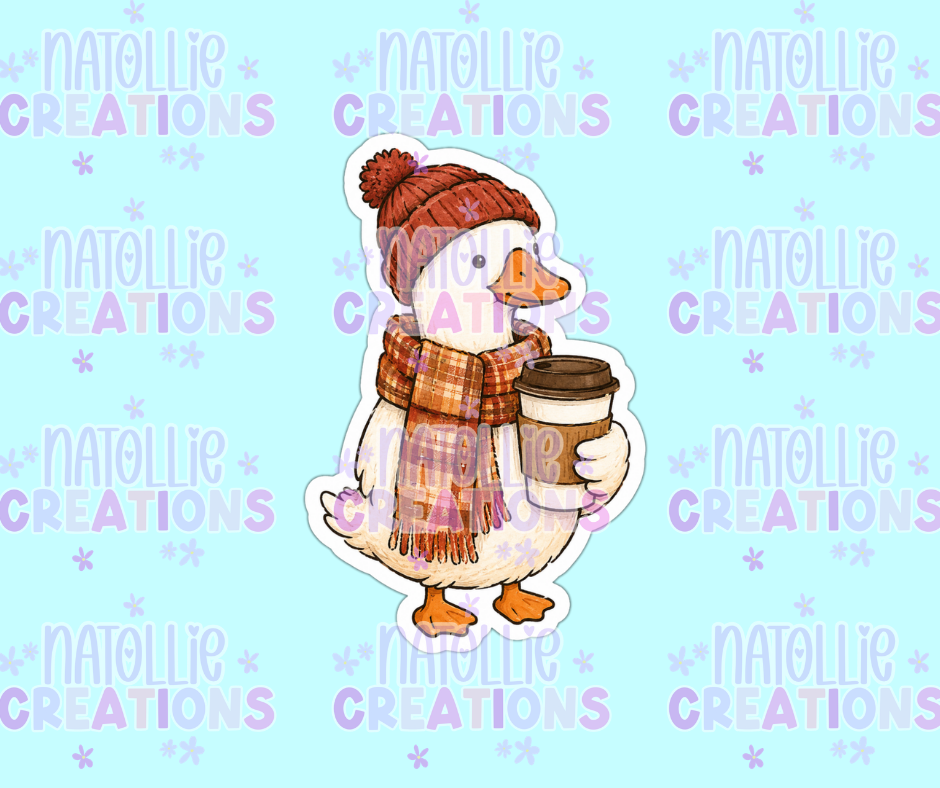 Fall Coffee Goose Die Cut Sticker