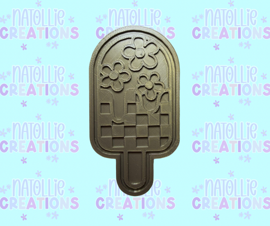 Checkered Flowers Popsicle Insert Freshie Silicone Mold
