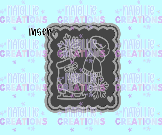 Winter Skate Scalloped Rectangle Insert Freshie Silicone Mold