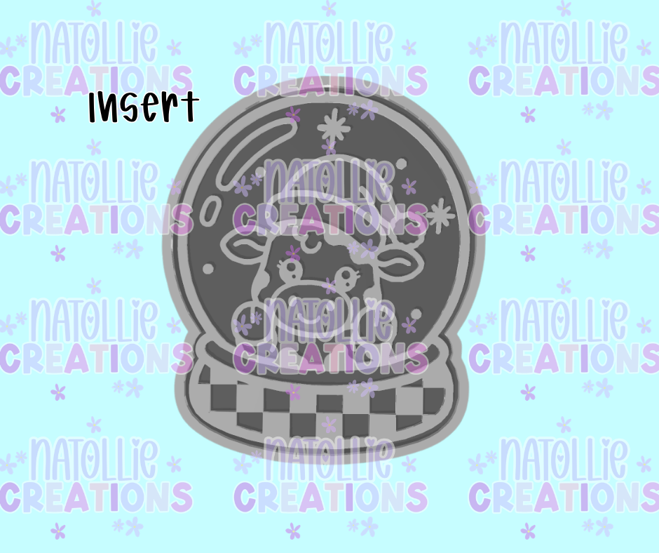 Cow Checkered Snowglobe Insert Freshie Silicone Mold