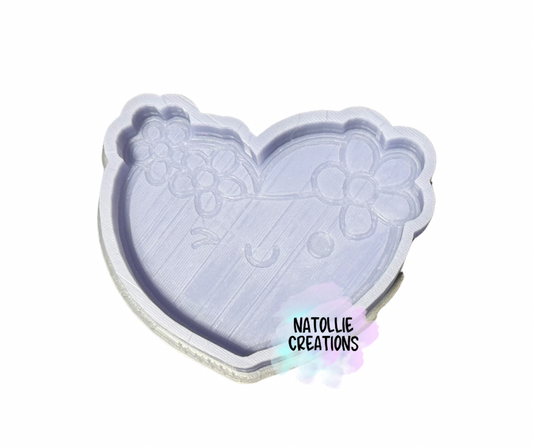 Heart W/ Floral Headband Freshie Silicone Mold