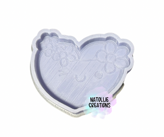 Heart W/ Floral Headband Freshie Silicone Moldh