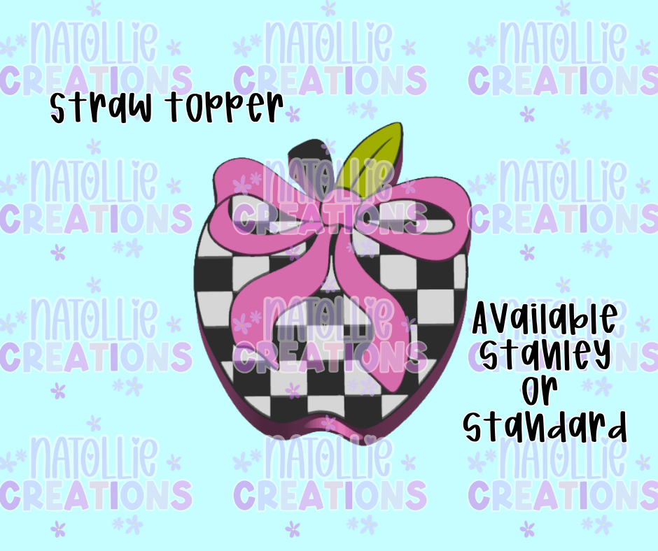 Checkered Apple Straw Topper