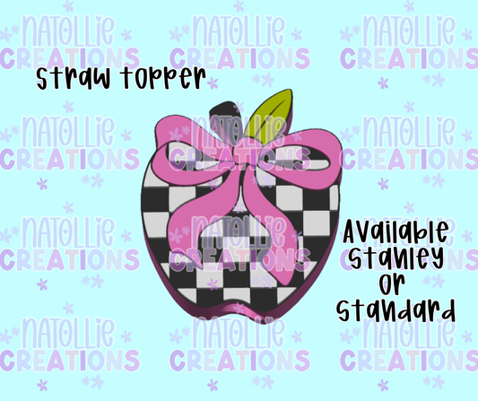 Checkered Apple Straw Topper