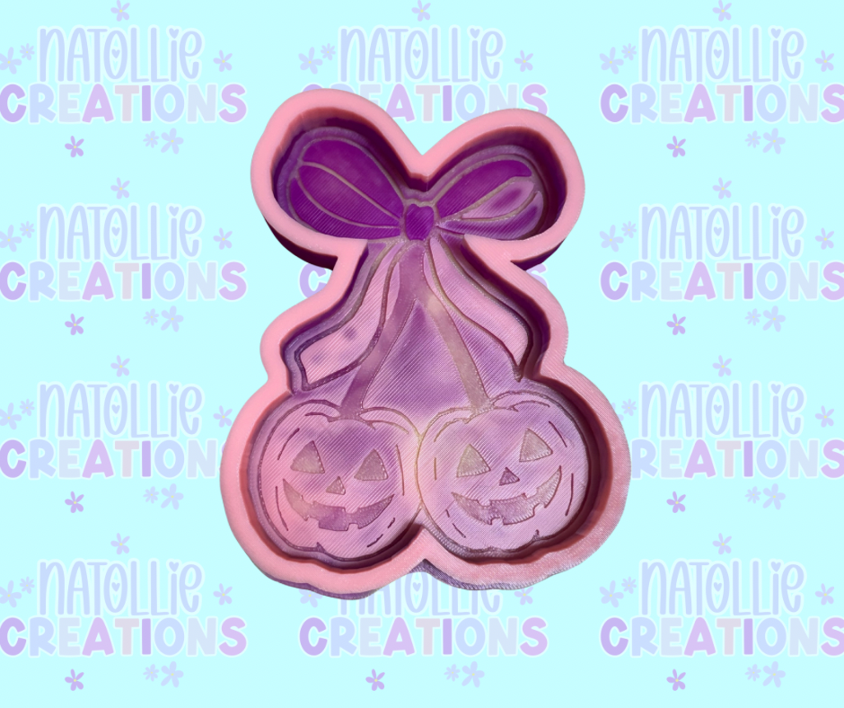 Cherry Pumpkin W/ Bow Freshie Silicone Mold