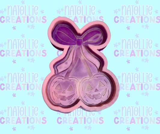 Cherry Pumpkin W/ Bow Freshie Silicone Mold