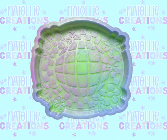 Floral Checkered Disco Freshie Silicone Mold