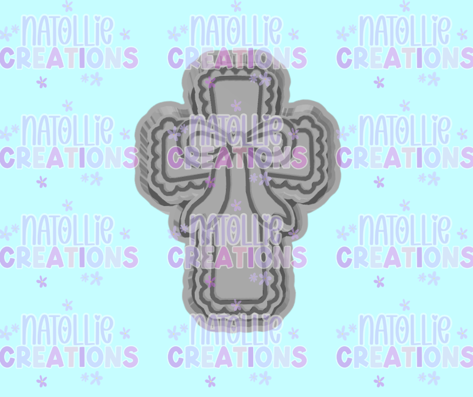 Scallop Cross W/ Bow Freshie Silicone Mold