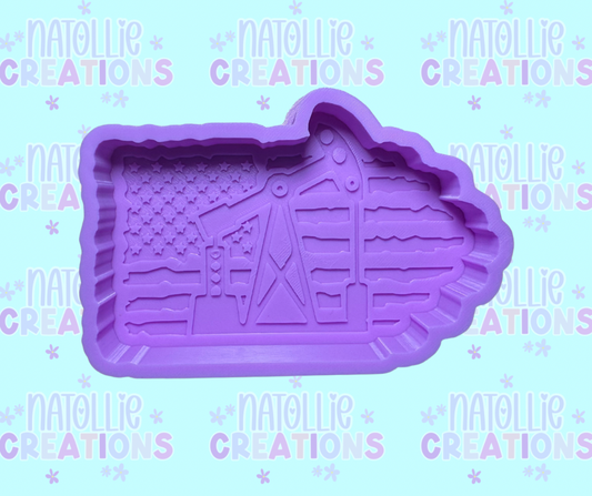 Oil Rig Flag Freshie Silicone Mold