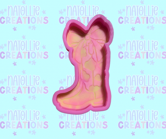 Cow Print Cowboy Boot W/ Bow Freshie Silicone Mold