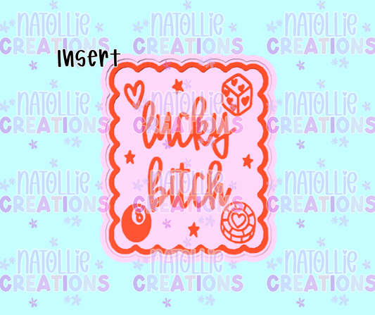 8 Ball Lucky Bitch Scalloped Rectangle Insert Freshie Silicone Mold