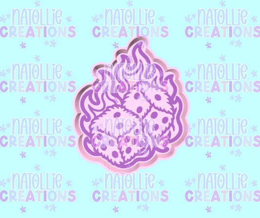 Flaming Fuzzy Dice Freshie Silicone Mold