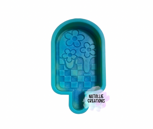 Checkered Floral Popsicle Freshie Silicone Mold