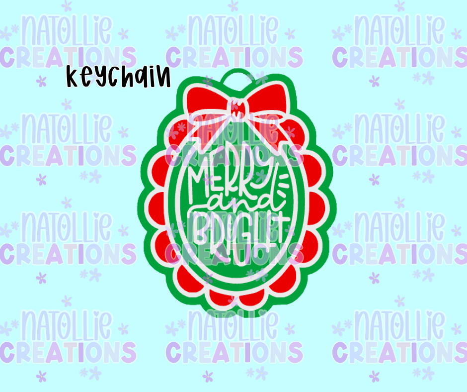Scalloped Merry & Bright Keychain