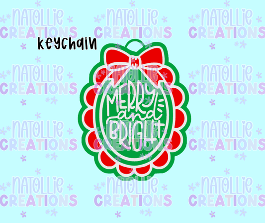 Scalloped Merry & Bright Keychain