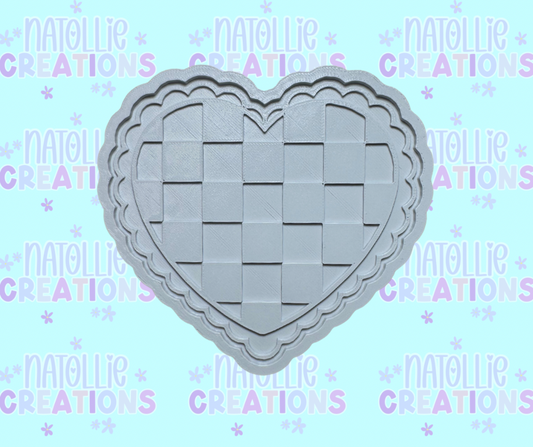 Checkered Scallop Heart Insert Freshie Silicone Mold