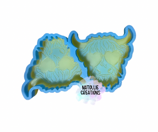 Highland W/ Heart Eyes Vent Clip Freshie Silicone Mold