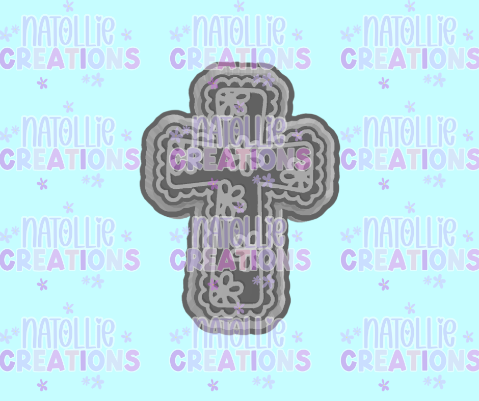 Floral Scalloped Cross Freshie Silicone Mold
