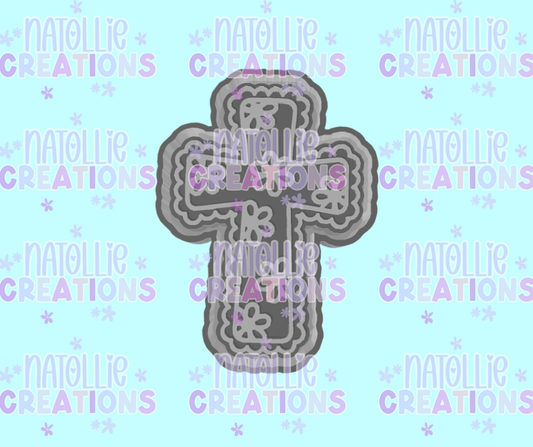 Floral Scalloped Cross Freshie Silicone Mold