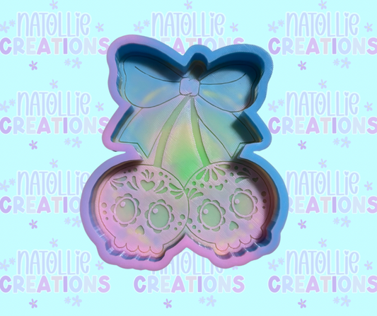 Sugar Skull Cherries W/ Bow Freshie Silicone Mold