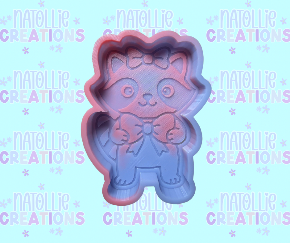 Raccoon Holding A Bow Freshie Silicone Mold