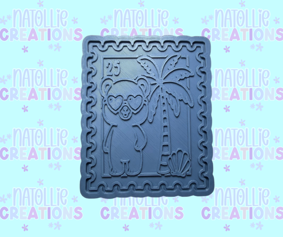Summer Bear Stamp Insert Freshie Silicone Mold