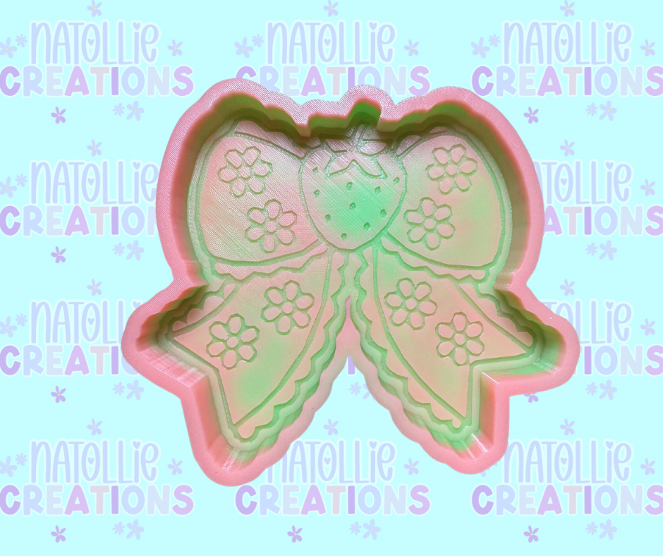 Floral Strawberry Bow Freshie Silicone Mold