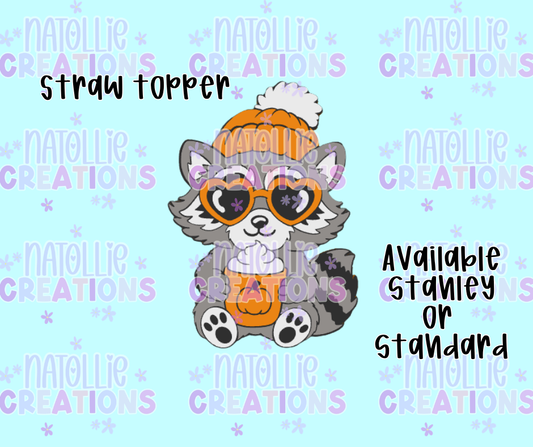 Fall Raccoon Straw Topper