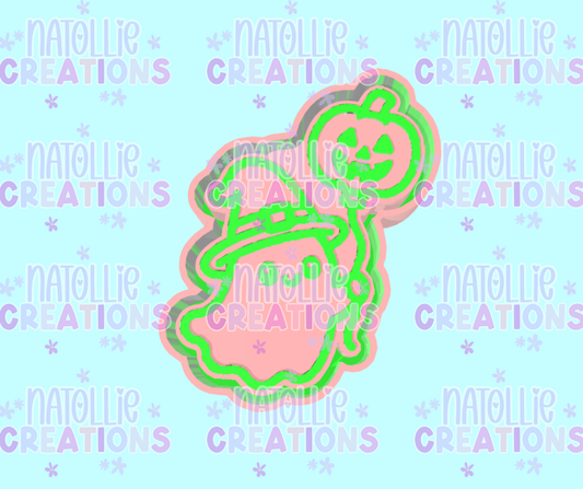 Ghost W/ Pumpkin Balloon Freshie Silicone Mold