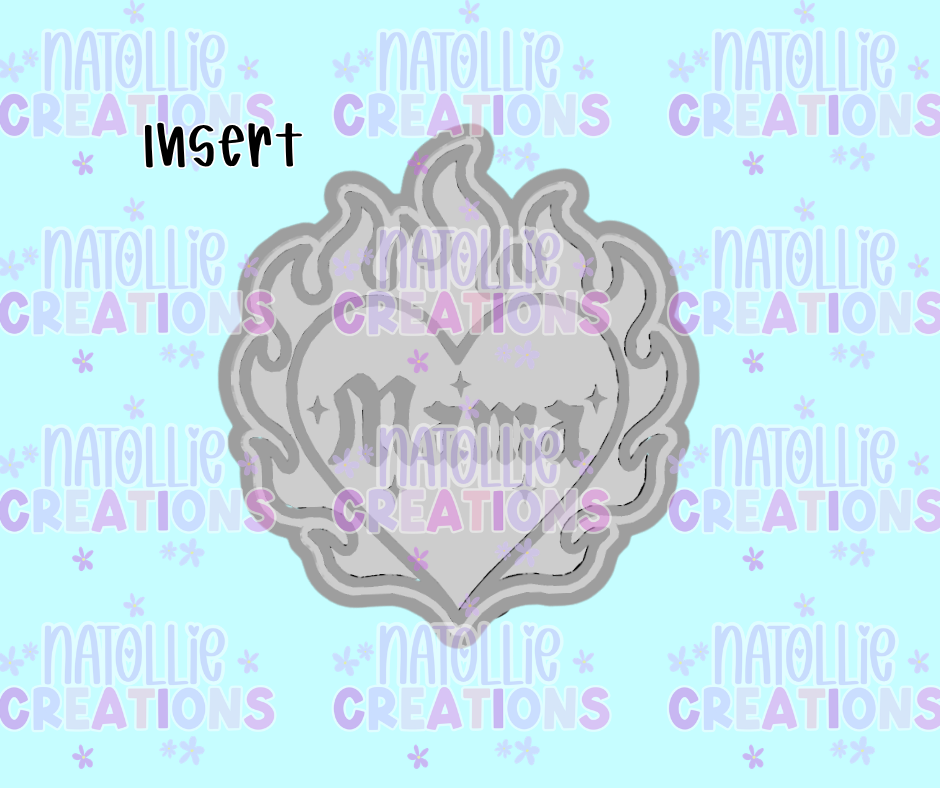 Mama Heart On Fire Insert Freshie Silicone Mold