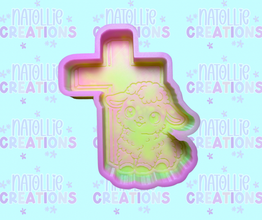 Lamb W/ Cross Freshie Silicone Mold