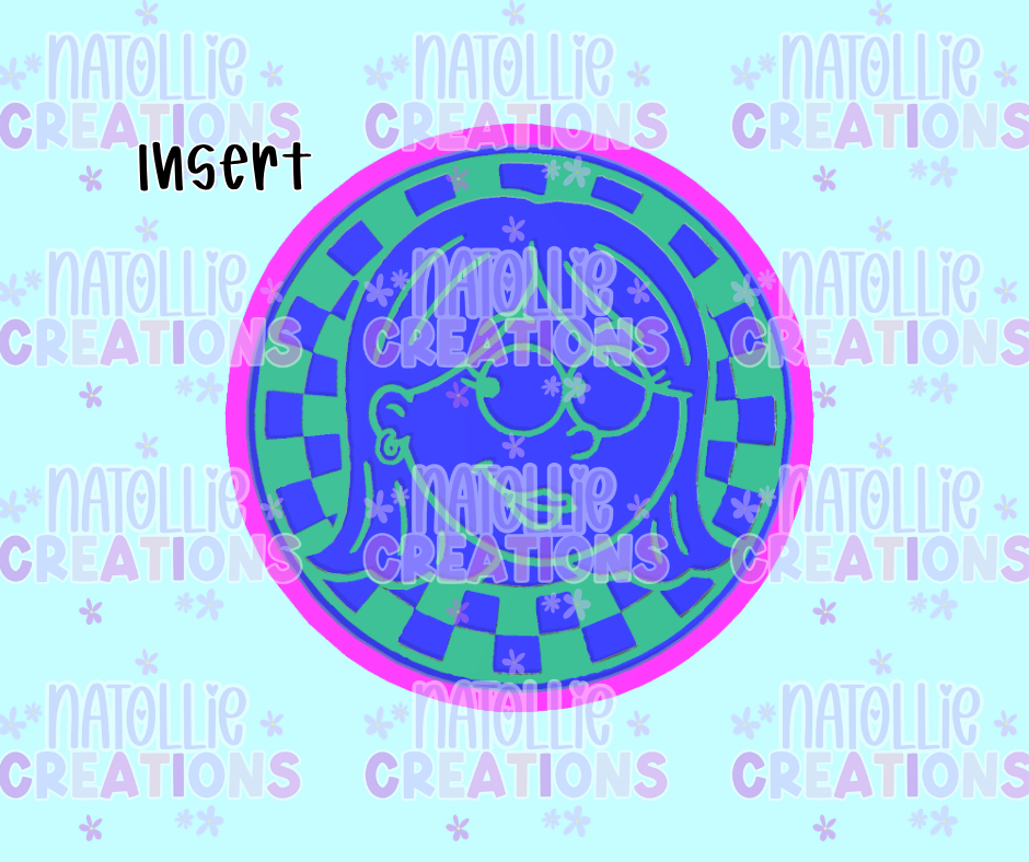 Checkered Lizzie Round Insert Freshie Silicone Mold