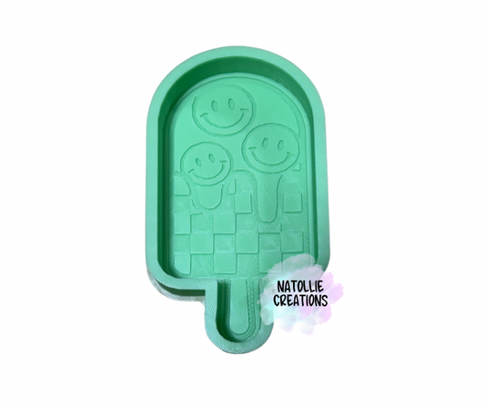 Checkered Smiley Popsicle Freshie Silicone Mold