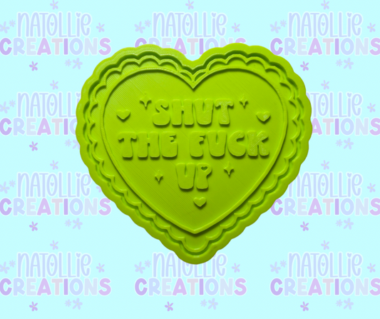 Shut The Fuck Up Scallop Heart Insert Freshie Silicone Mold