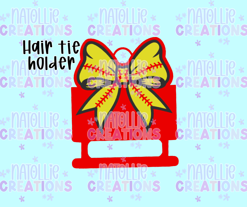 Softball Bow Hair Tie Holder