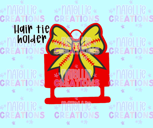 Softball Bow Hair Tie Holder