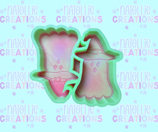 Ghost W/ Witch Hat Vent Clip Freshie Silicone Mold