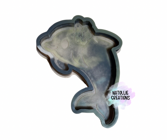 Dolphin W/ Hibiscus Freshie Silicone Mold