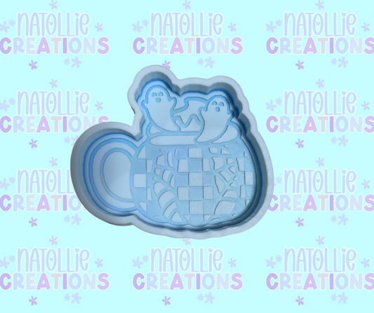 Checkered Ghost Mug Freshie Silicone Mold