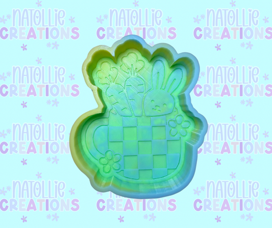 Checkered Bunny Mug Freshie Silicone Mold