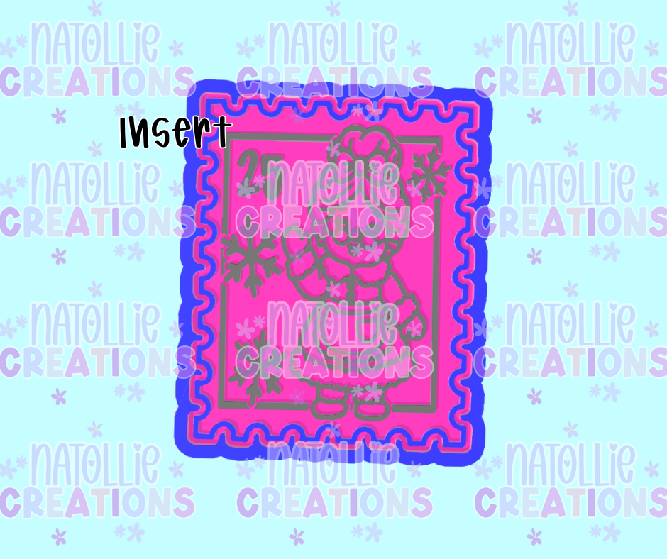 Snowflake Mrs Claus Stamp Insert Freshie Silicone Mold