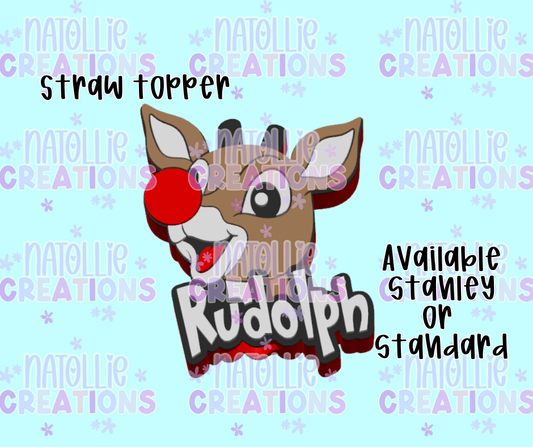 Red Nose Reindeer Straw Topper