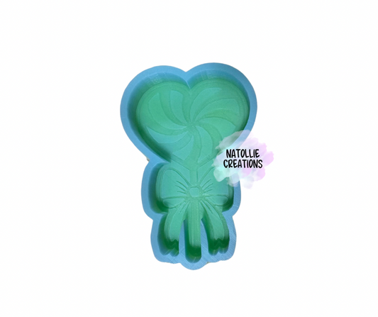 Heart Lollipop W/ Bow Freshie Silicone Mold