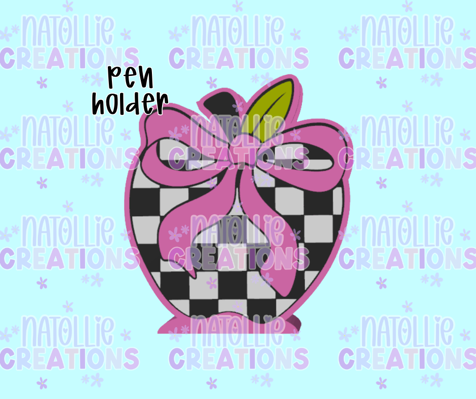 Checkered Apple Pen Holder