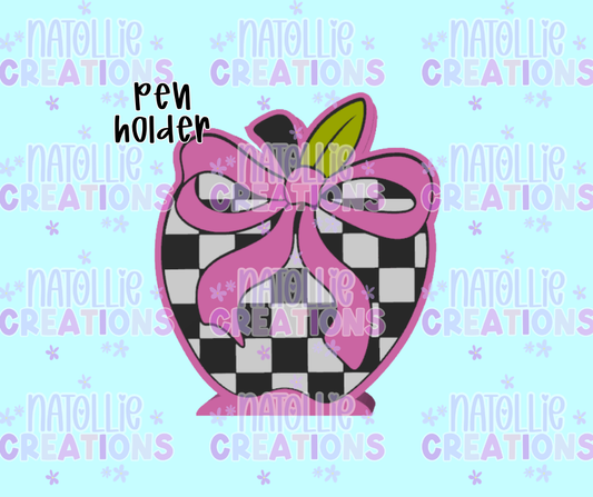 Checkered Apple Pen Holder
