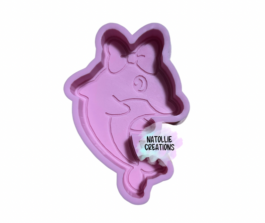 Dolphin W/ Bow Freshie Silicone Mold