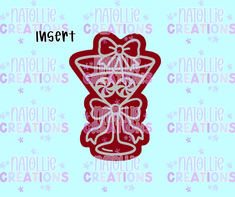 Peppermint Bow Martini Insert Freshie Silicone Mold