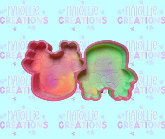 Reindeer W/ Bow Vent Clip Freshie Silicone Mold
