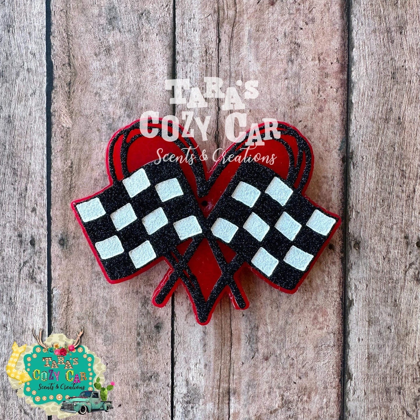 Checkered Flag Heart Freshie Silicone Mold