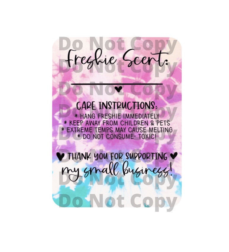 Pre-Designed Freshie Labels - Tie Dye